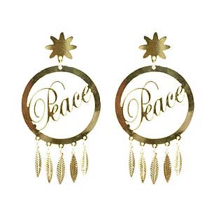 Orecchini Pace Oro per la vendita all'ingrosso da parte di NARA HANDMADE JEWELRY