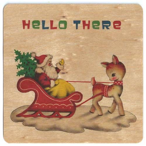Spitfire Girl - Wholesale Christmas Card - Wood Card Flat - Hello There Santa