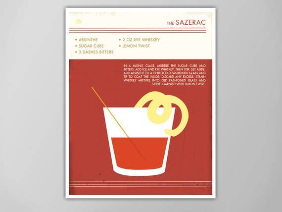 The National Anthem - Wholesale Art Print - 11” x 14” Sazerac Cocktail Art Print1