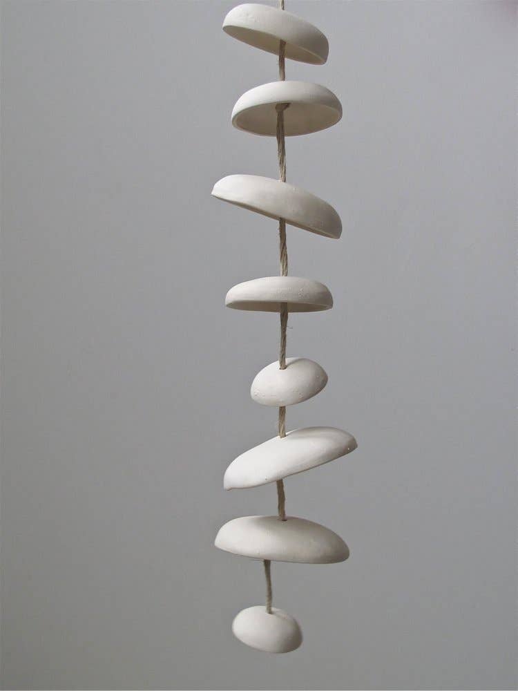 Mudpuppy Ceramic Studio - Wholesale Wind Chime - Moon Chimes Half Stack Unglazed Natural Buff Stoneware2