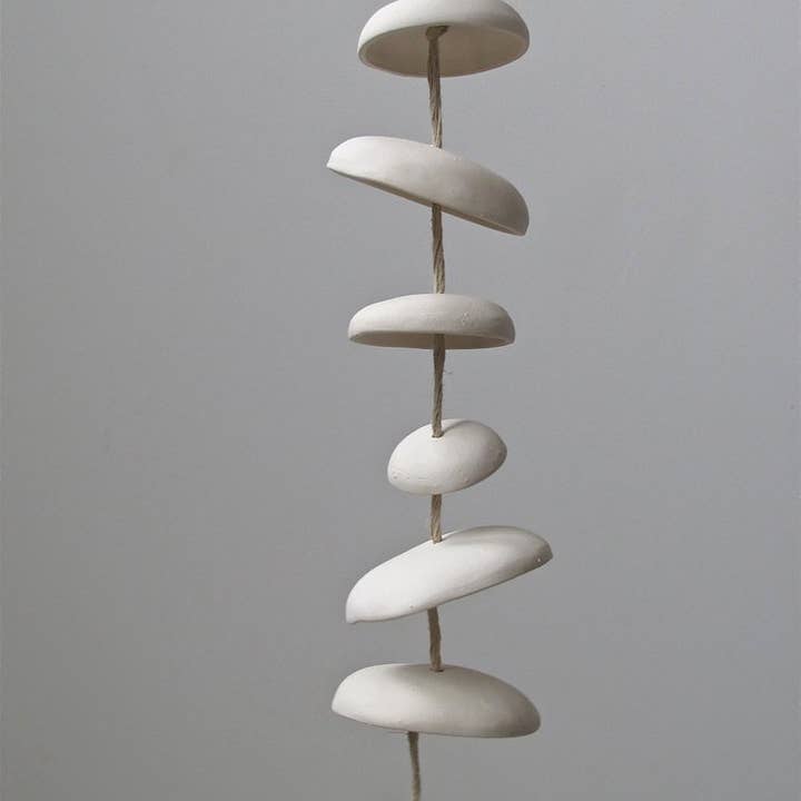 Mudpuppy Ceramic Studio - Wholesale Wind Chime - Moon Chimes Half Stack Unglazed Natural Buff Stoneware2