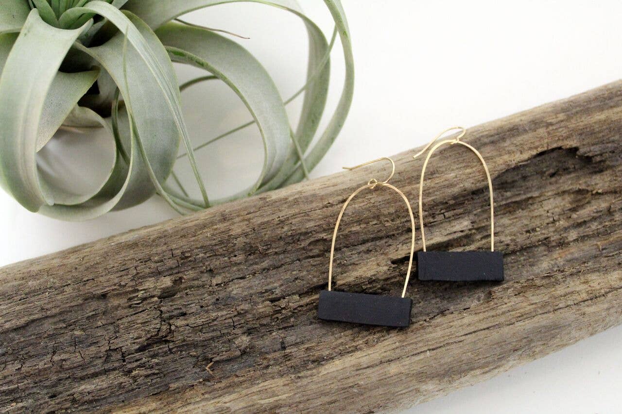 REMOVED BRAND - Wholesale Dangle Earrings - Birdcage Earrings - Black Clay