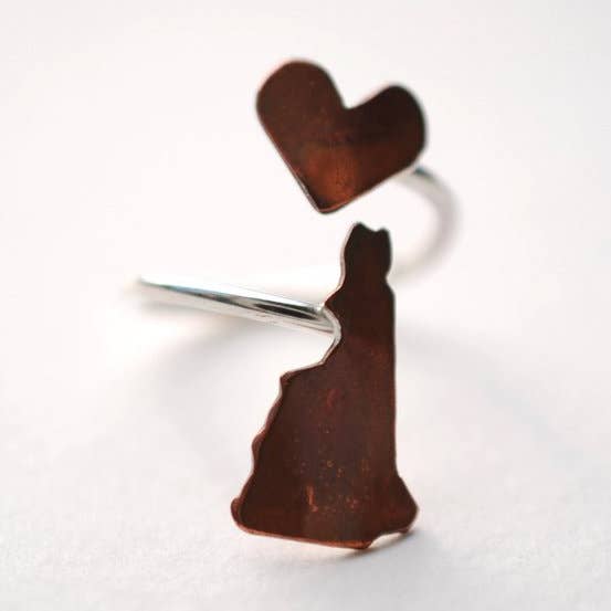 New Hampshire Heart Place Ring for wholesale by LettersToSarah Metalsmithing