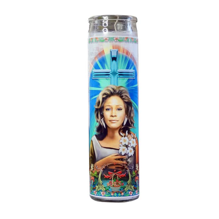 Whitney Houston Celebrity Prayer Candle for wholesale by Calm Down Caren
