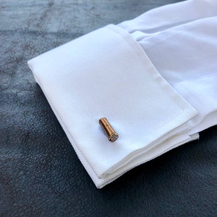 ASTALI - Wholesale Cufflinks - Bullet Cuff Links, Antique Brass .22 Caliber Bullet Casings1