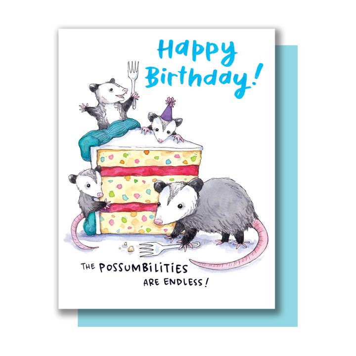 Paper Wilderness - Wholesale Birthday Card - Possum Opossum Birthday Card