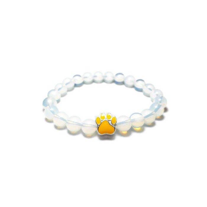Gul - vit Opal Opalite Tass Print Healing Sten Armband för wholesale av Foxfire Stones