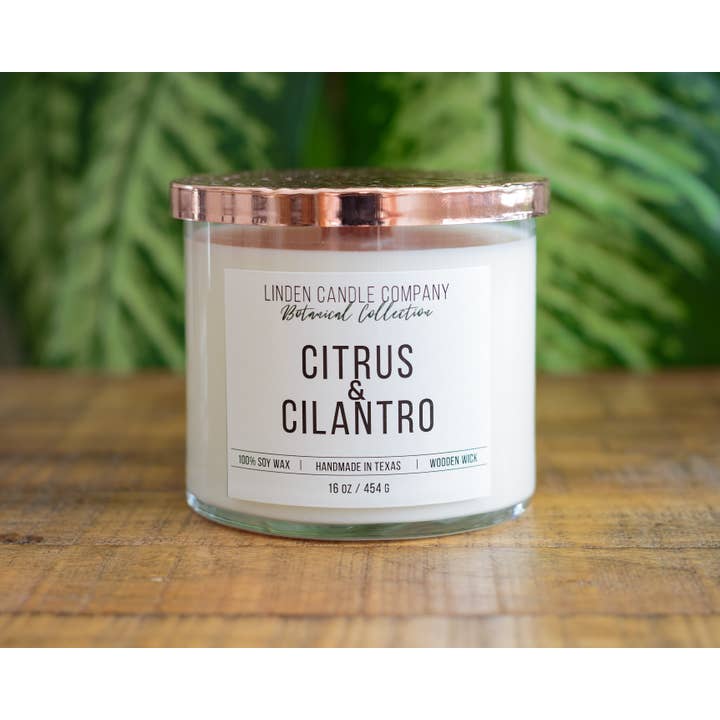 Summer Citrus & Cilantro Handmade Scented Soy Candle for wholesale by Linden Candle Company