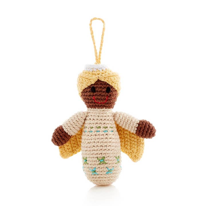 Adorno de ángel – Algodón orgánico hecho a mano en amarillo mantequilla para venta al por mayor de Pebble