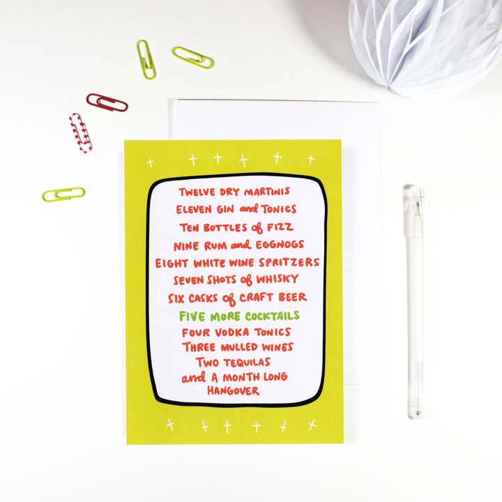 REMOVED BRAND - Wholesale Christmas Card - 12 Days of Drinking Christmas Card