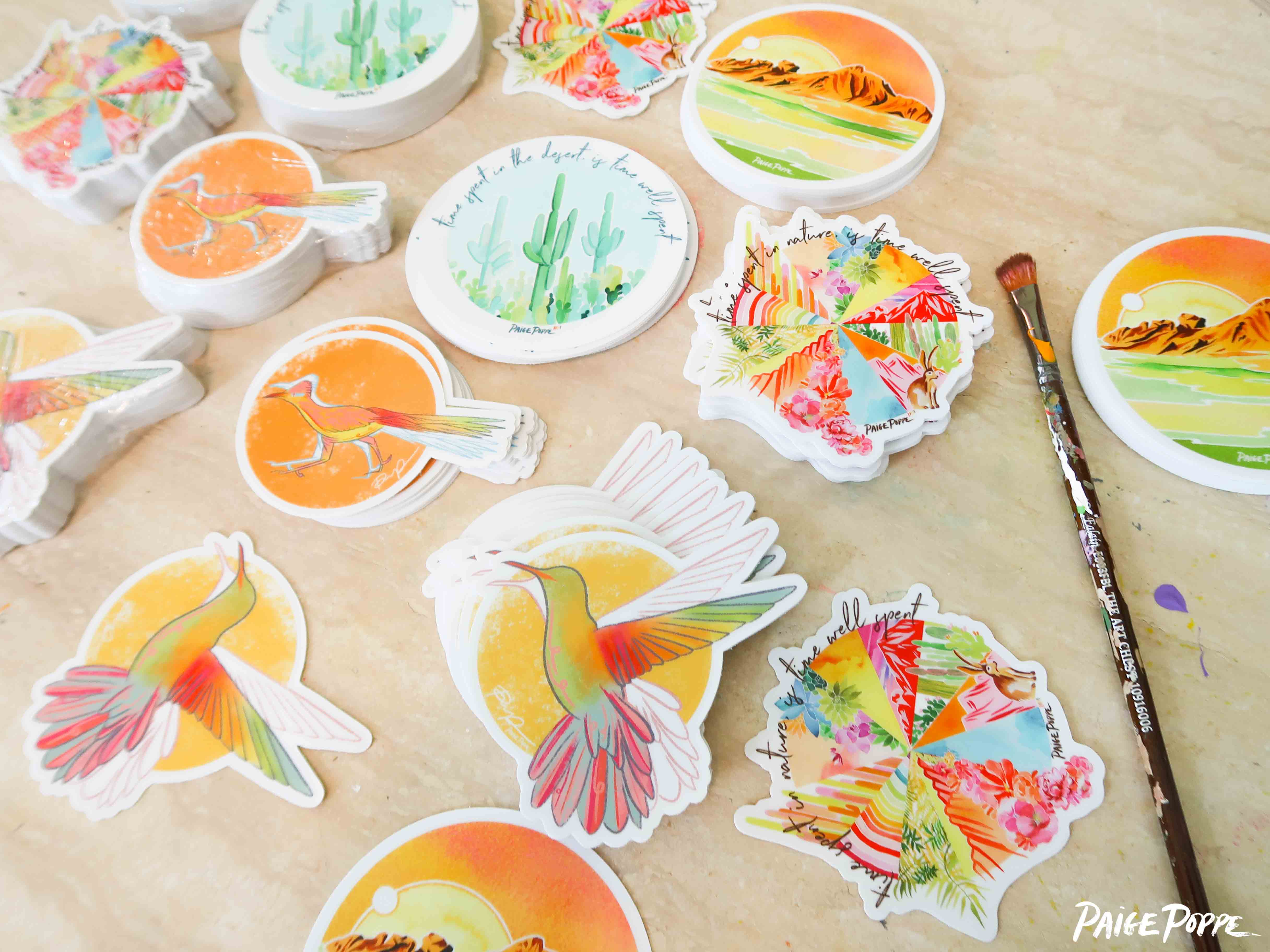 Paige Poppe Art - Wholesale Sticker - "Sunshine Hummingbird" Sticker3
