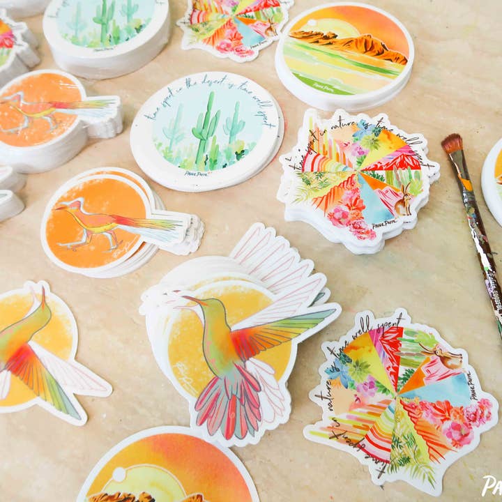 Paige Poppe Art - Wholesale Sticker - "Sunshine Hummingbird" Sticker3