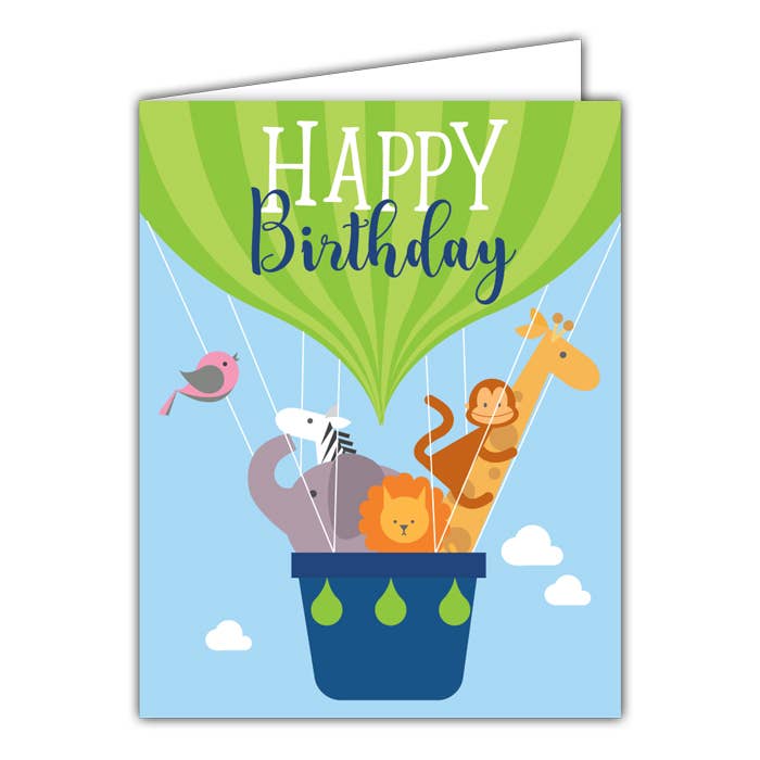 RosanneBeck Collections - Wholesale Birthday Card - Happy Birthday Hot Air Balloon Small Folded Greeting Card