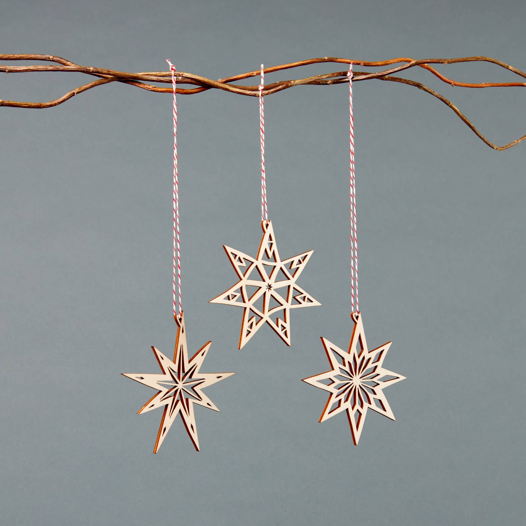 Light + Paper - Wholesale Ornament Set - Stars Wooden Ornaments2