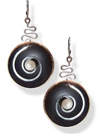 Hypnotische Ohrringe - Schwarz mit Perle für den Großhandel von LeDanse Limited Edition Jewelry