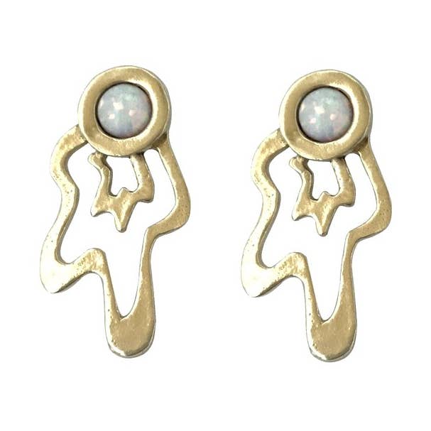 Splatter Earrings With Opal for wholesale by Therese Kuempel Jewelry