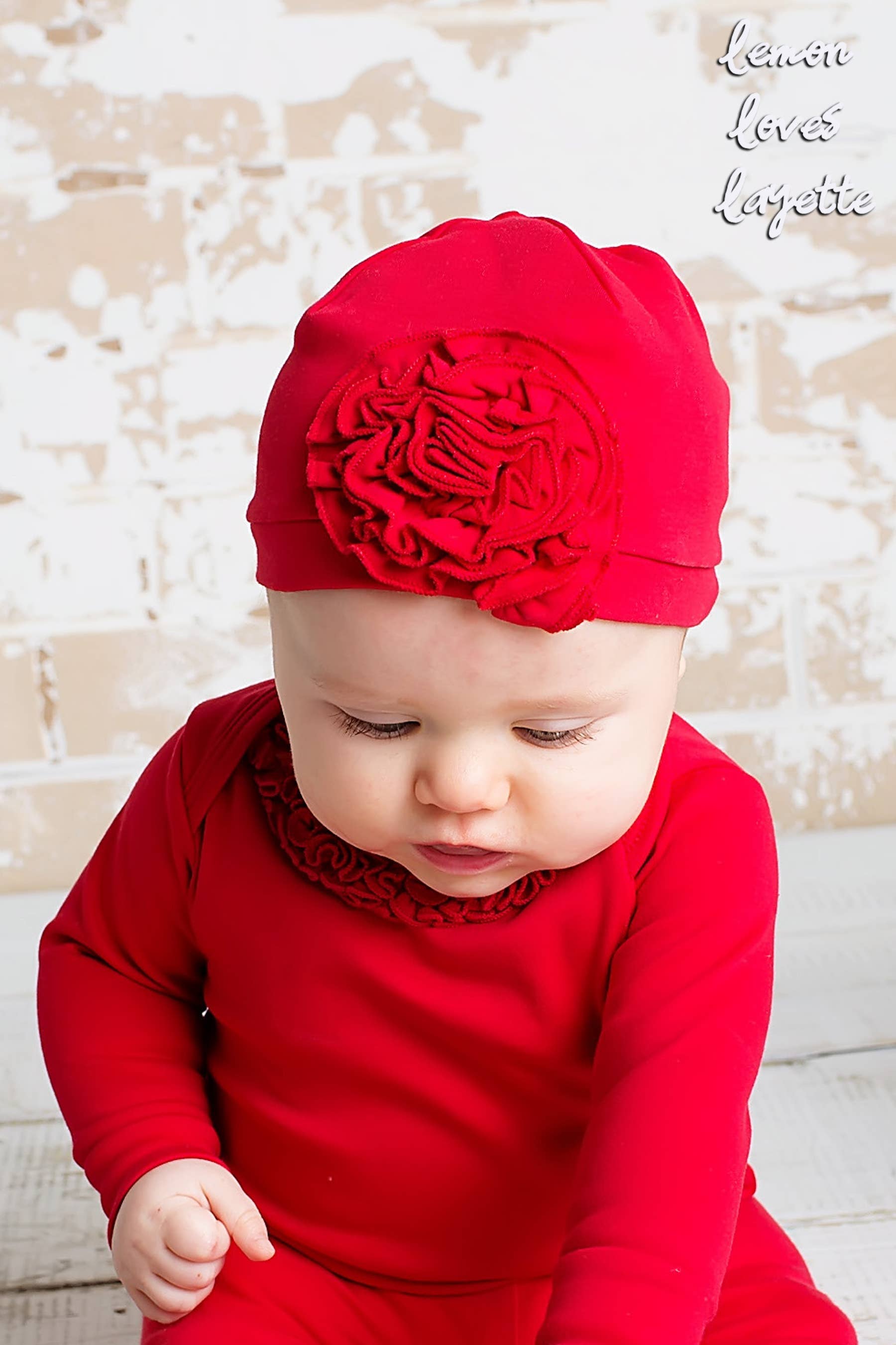 Lemon Loves Lime - Wholesale Newborn/Knit Hat - Baby - LAYETTE BASIC-True Red Bijou Hat2