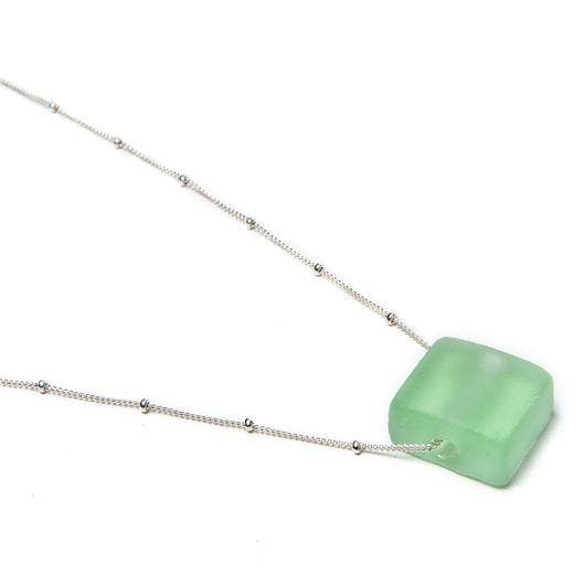 Smart Glass Recycled Jewelry - Wholesale Pendant/Charm Necklace - SIMPLE CUBE NECKLACE STERLING SILVER2