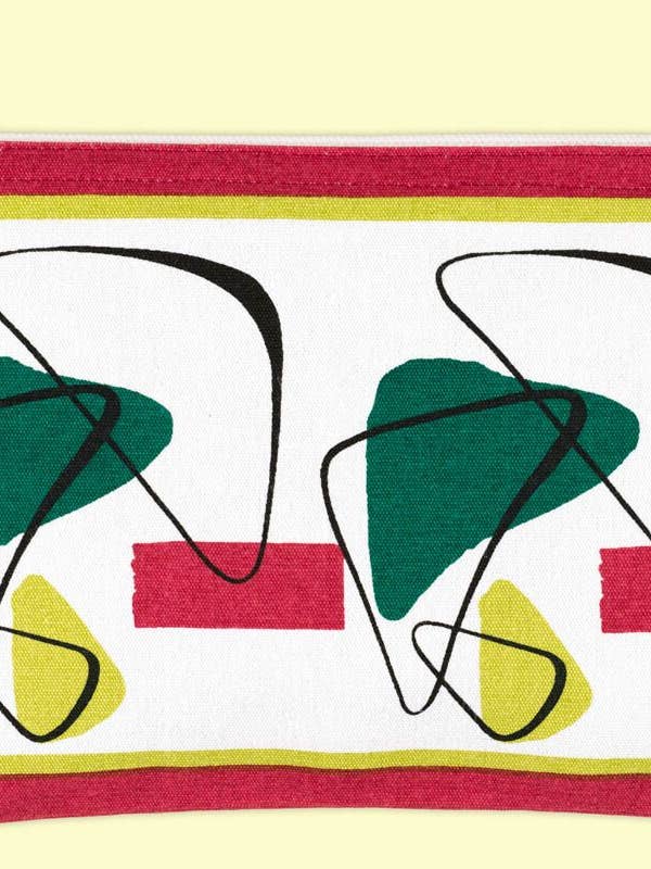 Étui en toile rétro zippé Boomerang pour la vente par Red and White Kitchen Company