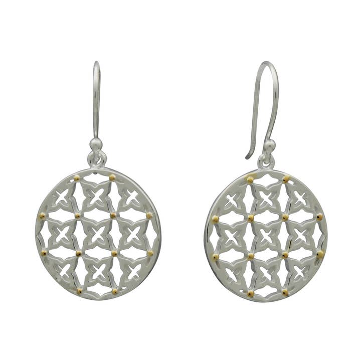 Brinco estrela de dois tons de 4 pontos por atacado de Indigo Sterling Silver