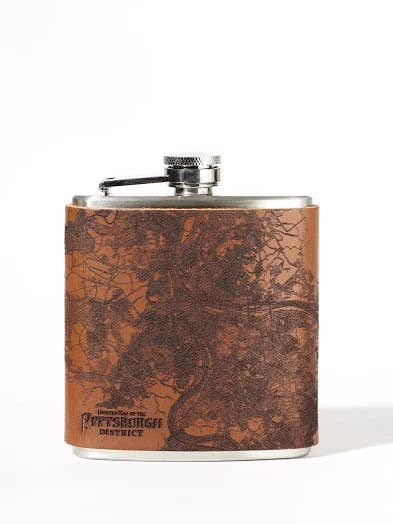 Pittsburgh Map Flask for wholesale by Tactile Craftworks