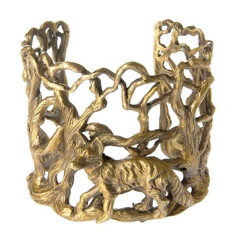 Manchette de coyote en bois pour la vente par Alkemie Jewelry