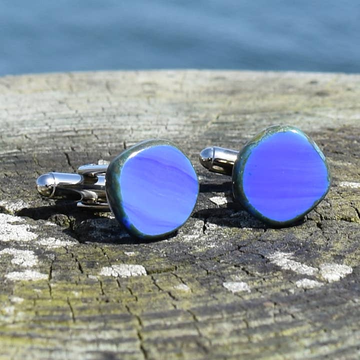 Bunte Glas-Manschettenknöpfe für den Großhandel von Stefanie Wolf Designs