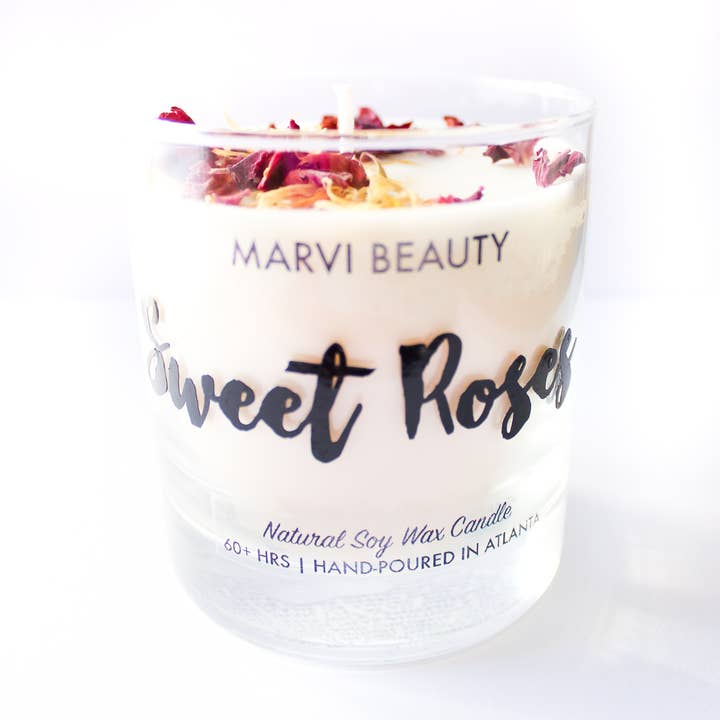 Sweet Roses Soy Wax Candle for wholesale by Marvi Beauty