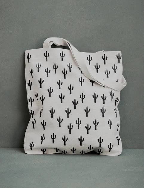 AURE - Wholesale Tote Bag - Women's - White Black Saguaro Tote, Father's Day Gift, Fourth of July,