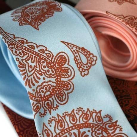 Mehndi Paisley Microfiber Necktie for wholesale by Cyberoptix Tie Lab