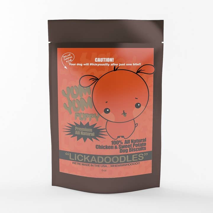 8 oz Lickadoodles Chicken and Sweet Potato Dog Biscuits for wholesale by Lick You Silly Pet Products
