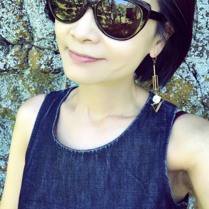 SORA DESIGNS - Wholesale Dangle Earrings - White Marble Circle Triangle Rectangle earrings5