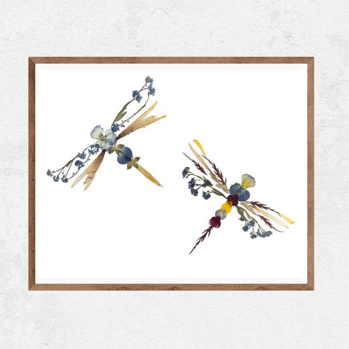 Oxeye Floral Co. - Wholesale Art Print - Dragonflies Print | Pressed Flower Art