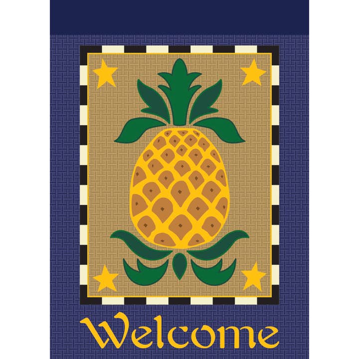Garden Pineapple Welcome Burlap Flag for wholesale by Magnolia