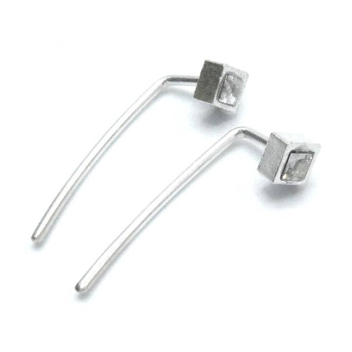 Sterling Silver Short Ear Wire with Swarovski Crystal for wholesale by Jessica Elliot Jewelry