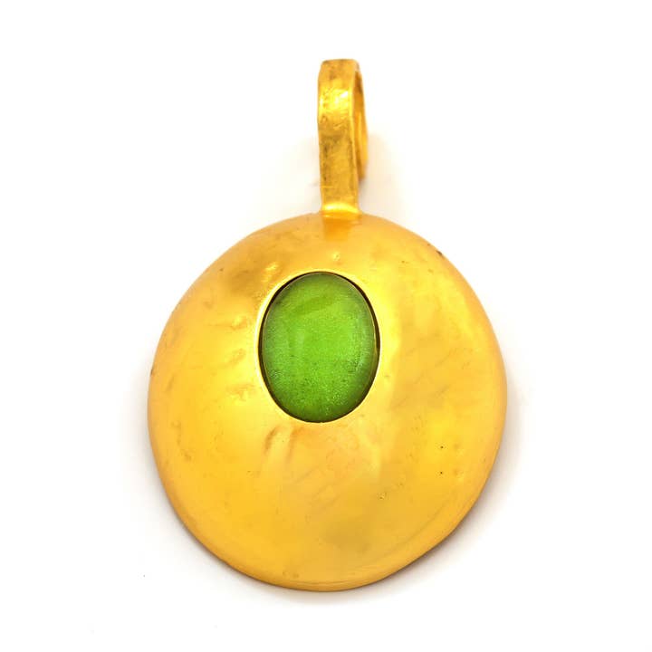 Pendant - Pebble - Cabochon Green Crystal for wholesale by Stephanie Kantis