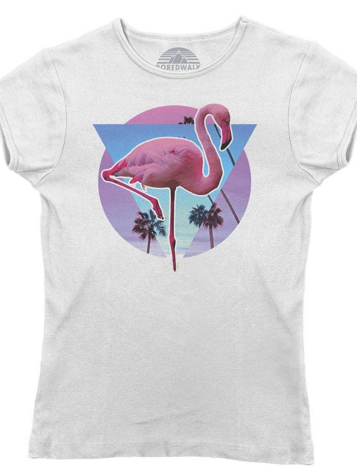 Women's Geometric Flamingo T-Shirt for wholesale by Boredwalk