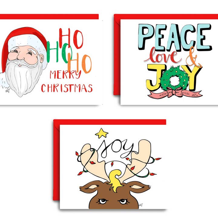 Farverig jul | Ferie Card Set for engroshandel hos Inkwell Cards