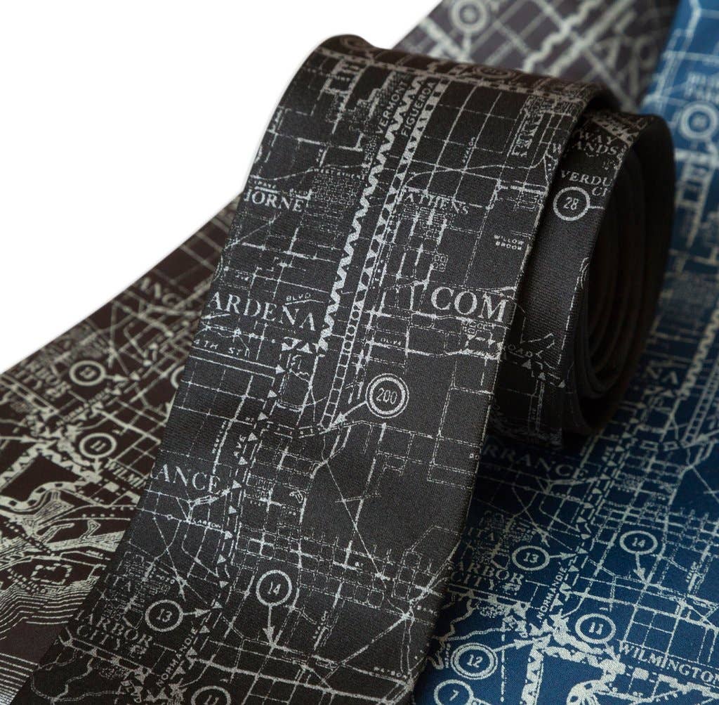 Cyberoptix Tie Lab - Wholesale Necktie - Men's - Los Angeles Map Necktie. Old California Map Print Tie2
