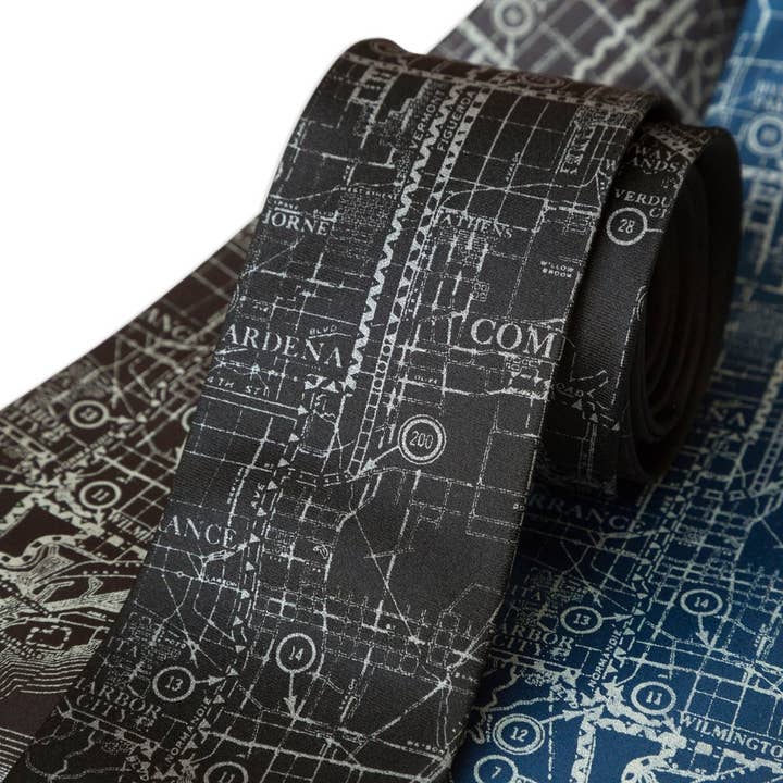 Cyberoptix Tie Lab - Wholesale Necktie - Men's - Los Angeles Map Necktie. Old California Map Print Tie2