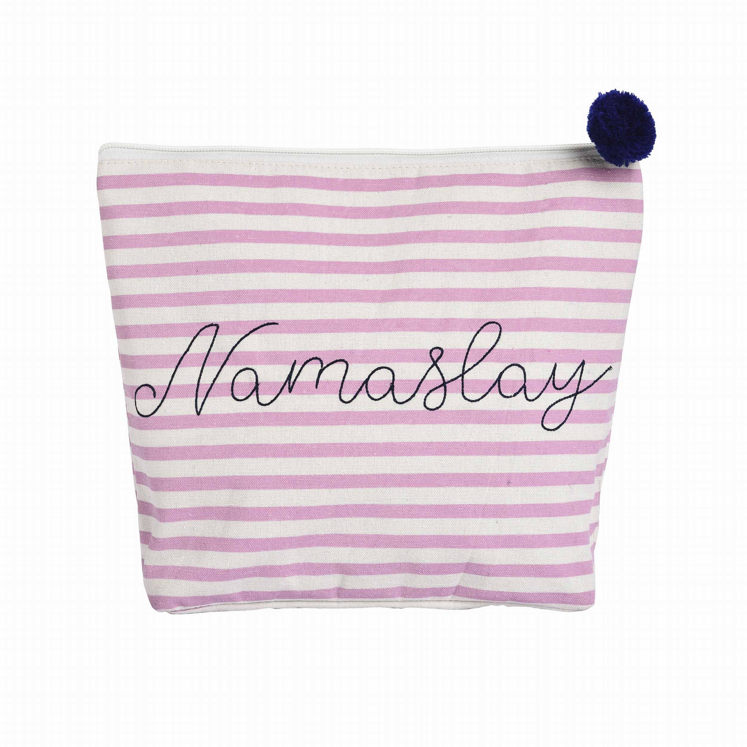 Totalee Gift - Wholesale Makeup/Cosmetic Bag - SALE Large Cotton Blue Namaslay Cosmetic Bag