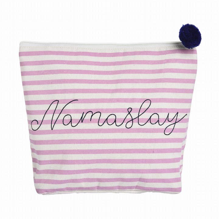 SALE Large Cotton Blue Namaslay Cosmetic Bag for wholesale by Totalee Gift