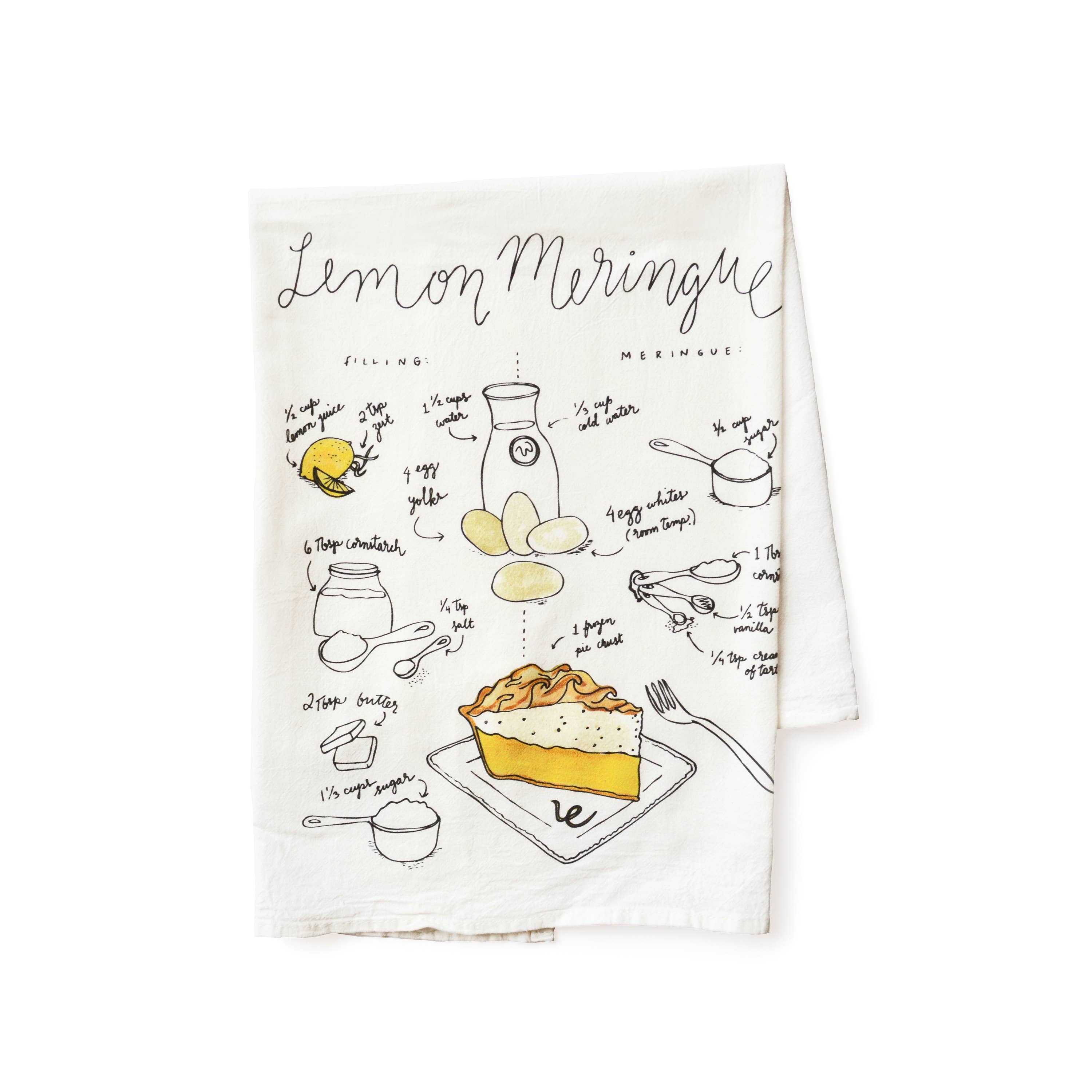 Wild Ink Press - Wholesale Tea Towel - Lemon Meringue Pie Recipe Tea Towel