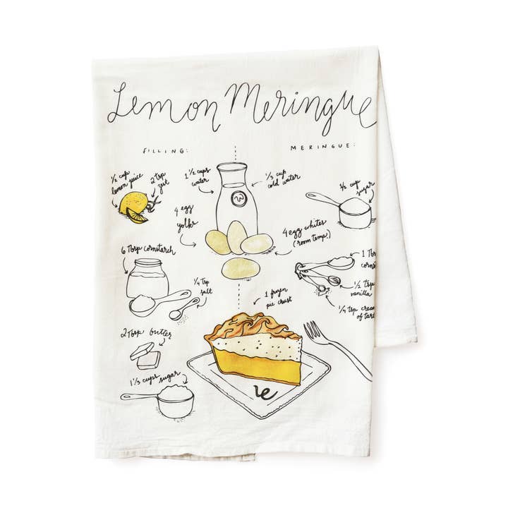 Wild Ink Press - Wholesale Tea Towel - Lemon Meringue Pie Recipe Tea Towel0