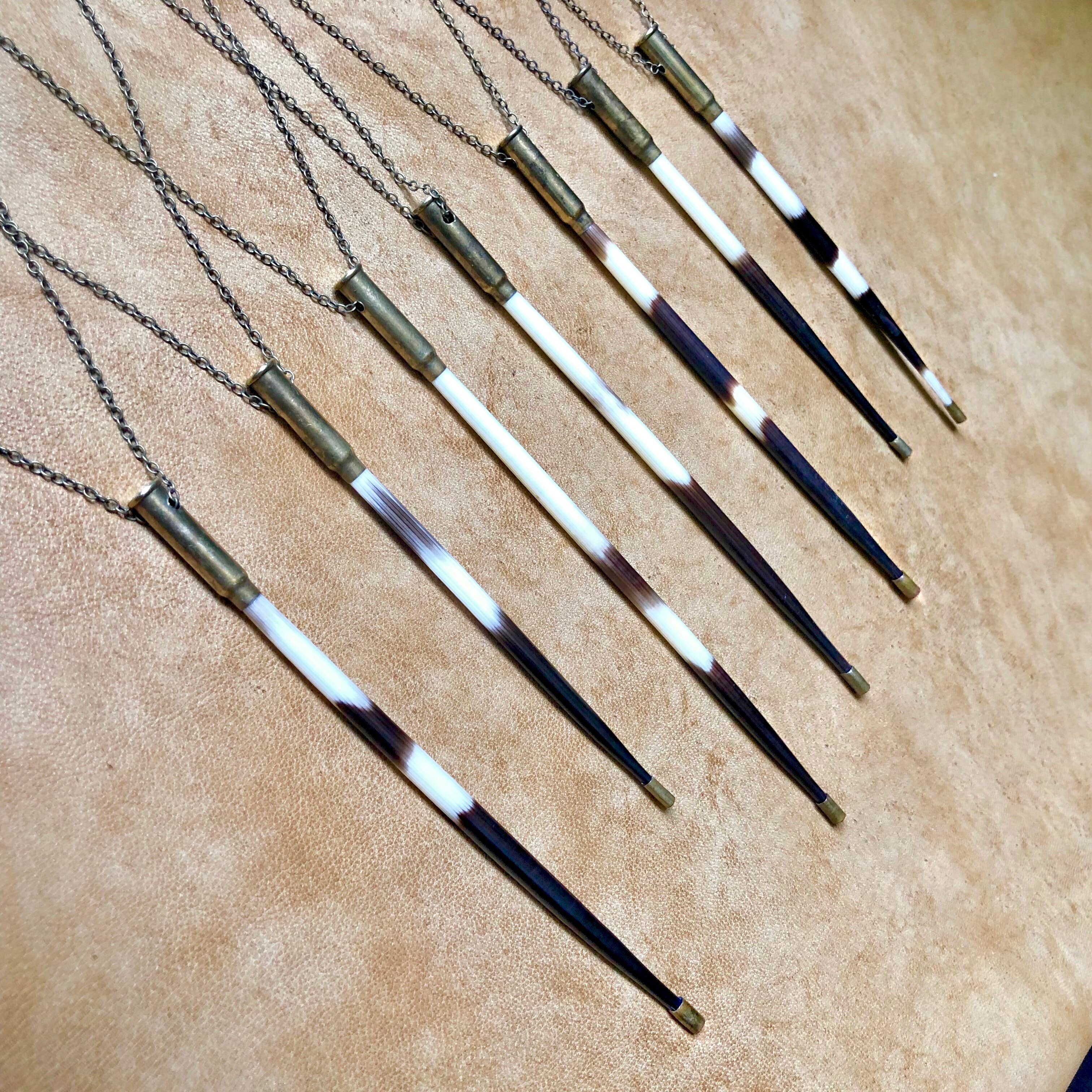 ASTALI - Wholesale Pendant/Charm Necklace - Porcupine Quill In Bullet Necklace, Black/Brown & Ivory9