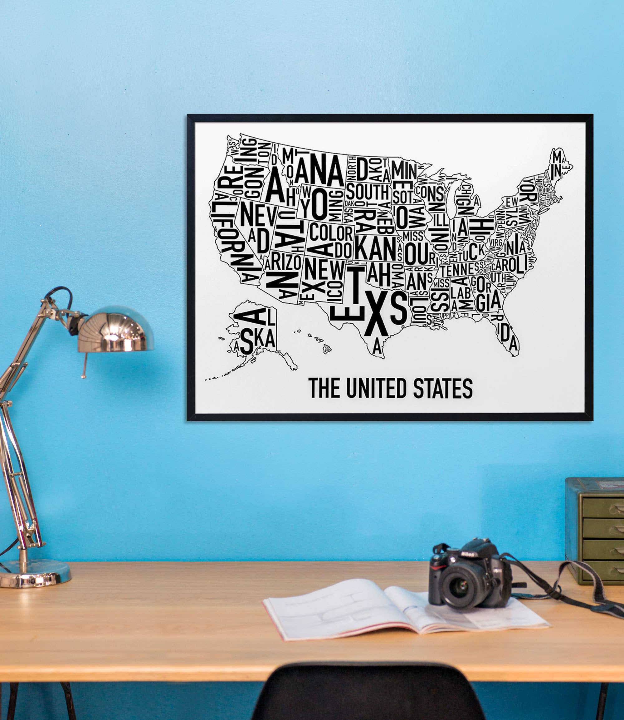 Ork Posters - Wholesale Poster - 24" x 18" United States Typographic Map  Poster1