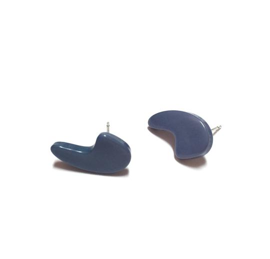 Leetie Lovendale - Wholesale Stud/Post Earrings - Slate Blue Mod Swish Stud Earrings | for punctuation lovers
