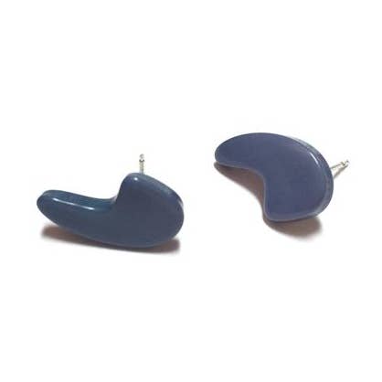 Leetie Lovendale - Wholesale Stud/Post Earrings - Slate Blue Mod Swish Stud Earrings | for punctuation lovers0