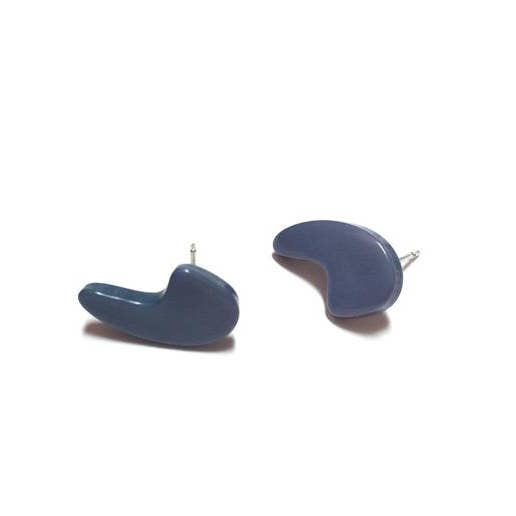 Leetie Lovendale - Wholesale Stud/Post Earrings - Slate Blue Mod Swish Stud Earrings | for punctuation lovers0