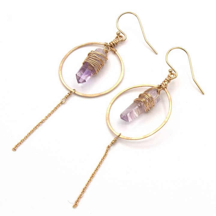 Crystal and Gold - Wholesale Dangle Earrings - Amethyst Rain Earrings3